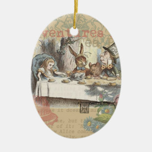 Alice in Wonderland Mad Tea Party Ceramic Ornament