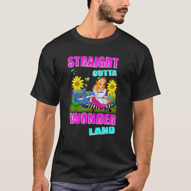 Alice In Wonderland-Men Women Kids Straight Outta T-Shirt (Front)