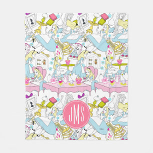 Alice in Wonderland   Monogram Oversized Pattern Fleece Blanket
