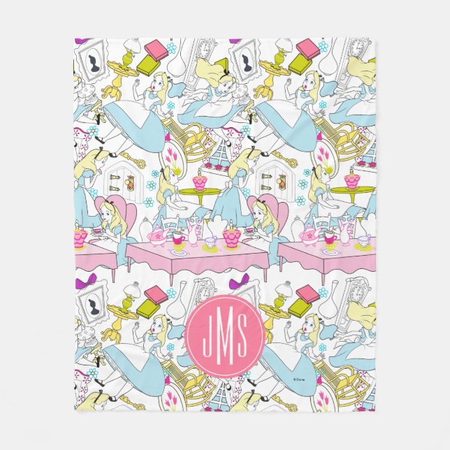 Alice in Wonderland | Monogram Oversized Pattern Fleece Blanket (Front)