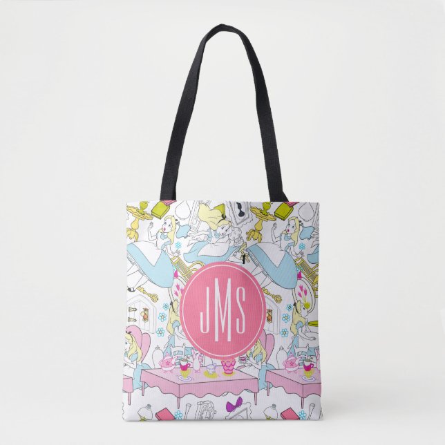 Alice in Wonderland | Monogram Oversized Pattern Tote Bag (Front)