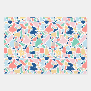 Alice In Wonderland   Mosaic Tile Pattern Wrapping Paper Sheet
