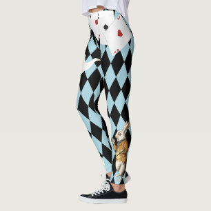 Alice in Wonderland Mr. Rabbit Mint Blue Leggings