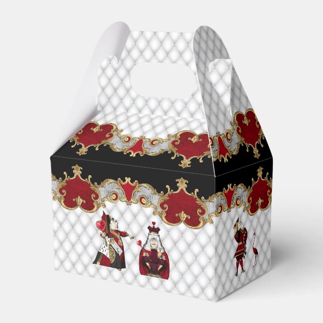 Alice in Wonderland on Crimson and White  Favor Box (Front Side)