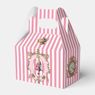 Alice in Wonderland on Pastel Pink/White Striped Favor Box