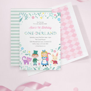 Alice in Wonderland   One-derland 1st Birthday Invitation