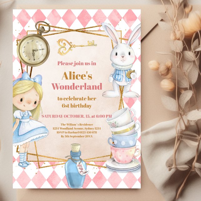  Alice in Wonderland One-derland 1st Birthday Invitation (Creator Uploaded)