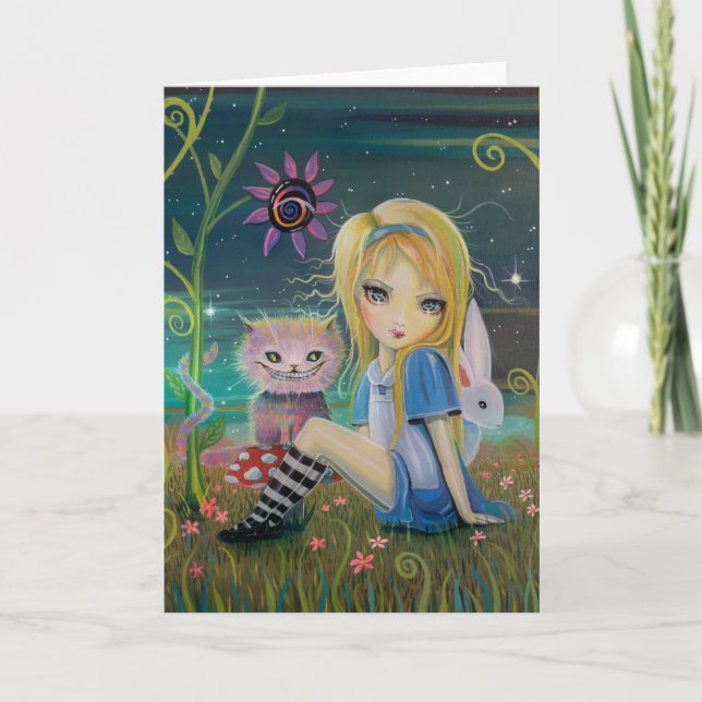 Alice in Wonderland Original Fantasy Fairytale Art Card (Front)