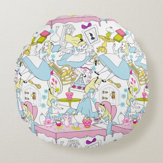 Alice in Wonderland | Oversized Pattern Round Pillow (Front)