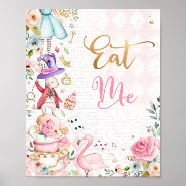 Alice In Wonderland Party Decor Eat Me Table Sign (Front)