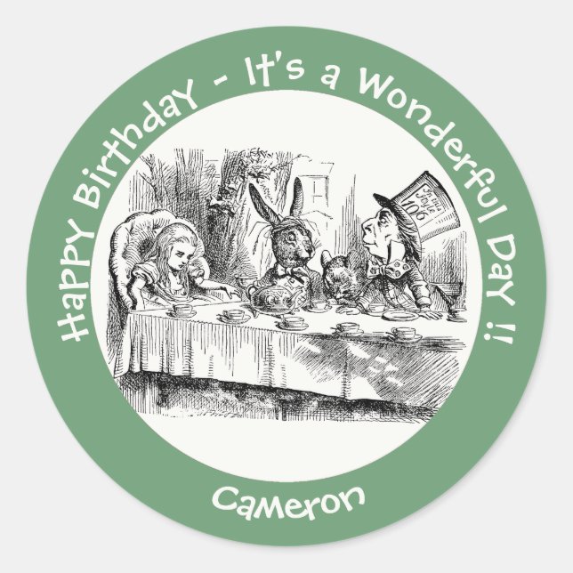 Alice in Wonderland Party - Mad Hatter's Tea Party Classic Round Sticker (Front)
