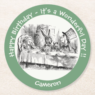 Alice in Wonderland Party - Mad Hatter's Tea Party Round Paper Coaster