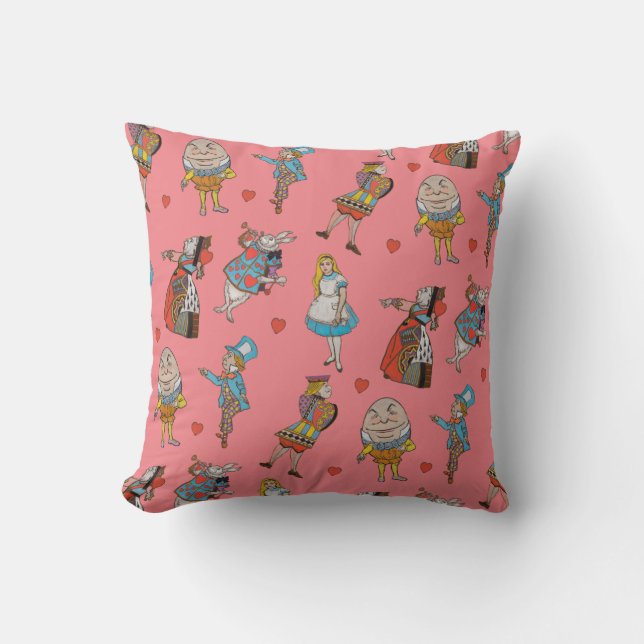 Alice in Wonderland Pattern Throw Pillow (Front)