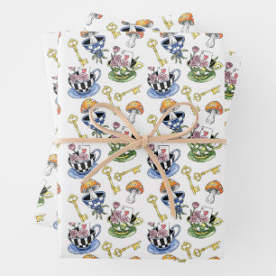 Alice in Wonderland Pattern Wrapping Paper Sheet