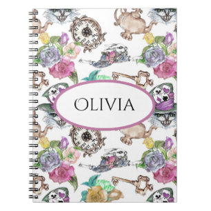 Alice in Wonderland Personalized Customized Name Notebook