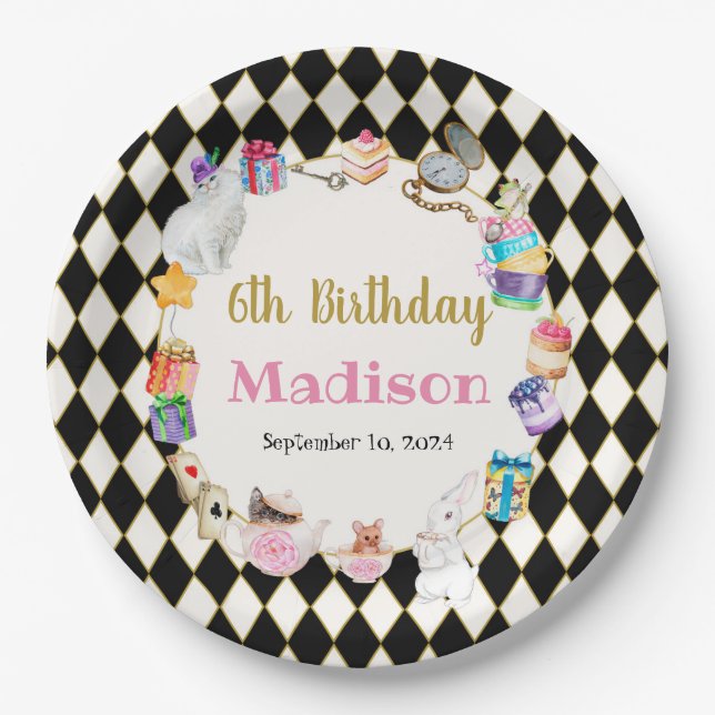Alice in Wonderland Personalized Paper Plate (Front)
