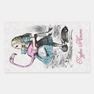 Alice in Wonderland Pink Flamingo Croquet Party Sticker
