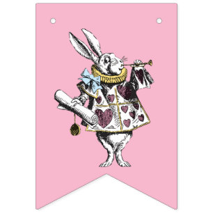 Alice in Wonderland Pink Happy Birthday Bunting Flags