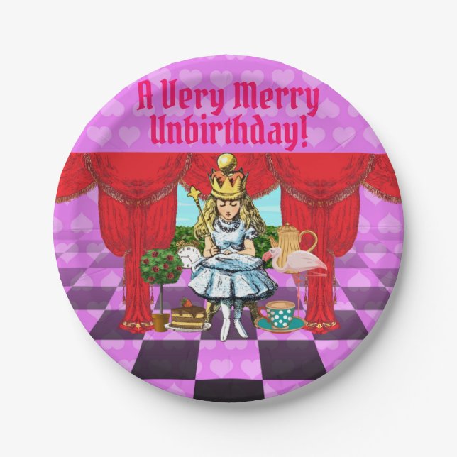 Alice in Wonderland Pink Merry UnBirthday Plates (Front)