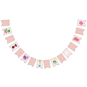 Alice in Wonderland Pretty Pink Birthday Party Bunting Flags