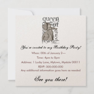 Alice In Wonderland Queen of Heart Grunge (Single) Invitation