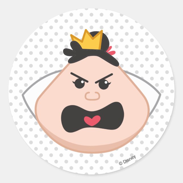 Alice in Wonderland | Queen of Hearts Emoji Classic Round Sticker (Front)