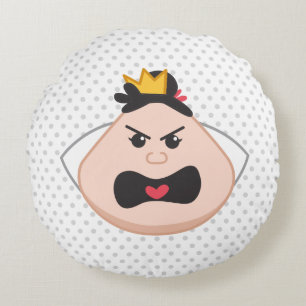 Alice in Wonderland   Queen of Hearts Emoji Round Pillow