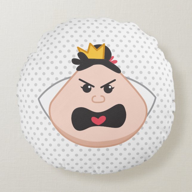 Alice in Wonderland | Queen of Hearts Emoji Round Pillow (Front)