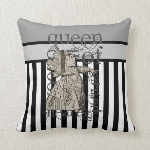 Alice In Wonderland Queen of Hearts Grunge Throw Pillow