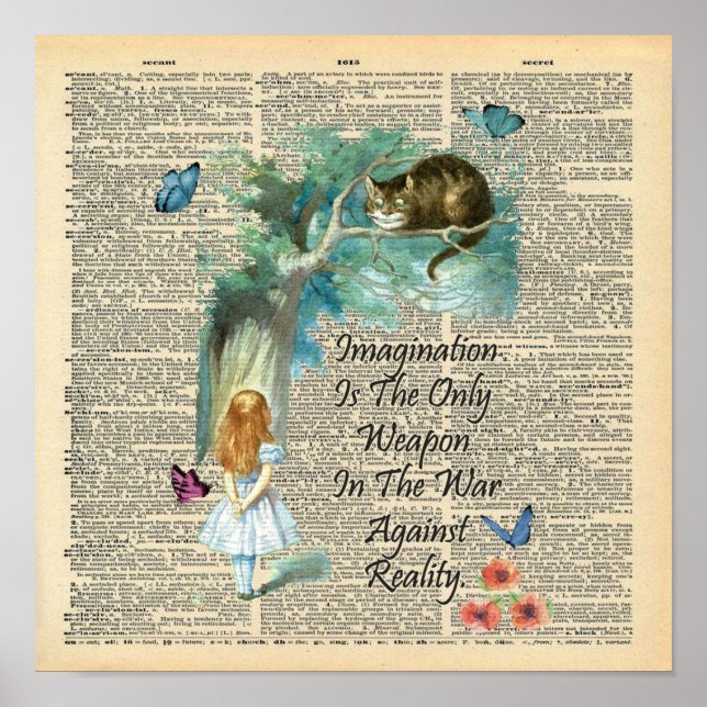 Alice In Wonderland Quote  Imagination  Dictionary Poster (Front)