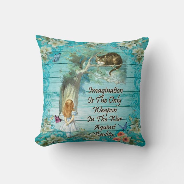 Alice In Wonderland Quote - Imagination Throw Pillow (Front)