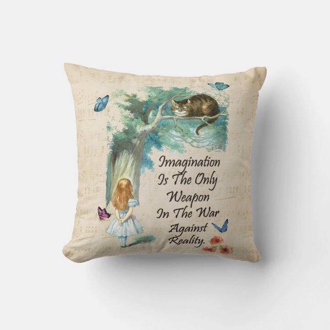 Alice In Wonderland Quote Throw Pillow (Front)