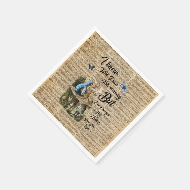 Alice in Wonderland Quote Vintage Dictionary Art Napkin (Corner)
