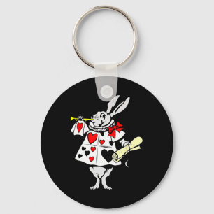 Alice In Wonderland Rabbit Easter Bunny Playing Mu Keychain
