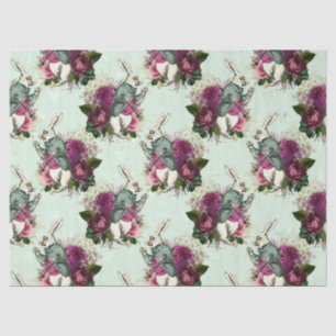Alice in Wonderland Rabbit Green Decoupage Tissue Paper