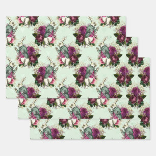 Alice in Wonderland Rabbit Green Wrapping Paper Sheet