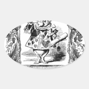 Alice in Wonderland Rabbit Horn Ornate Frame Vinta Oval Sticker