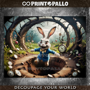 Alice in Wonderland: Rabbit jump! - Decoupage Wrapping Paper Sheet