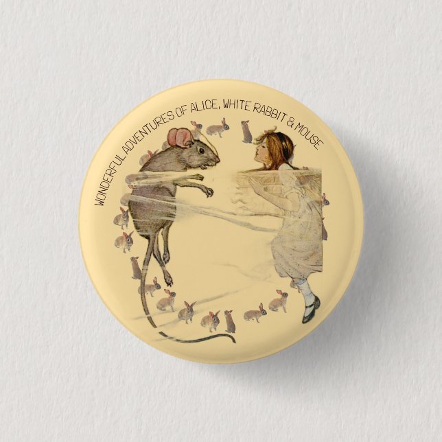 Alice in Wonderland Rabbit Mouse 1 Inch Round Button (Front)