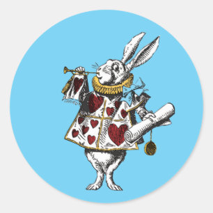 Alice in Wonderland Rabbit on Gold Classic Round Sticker