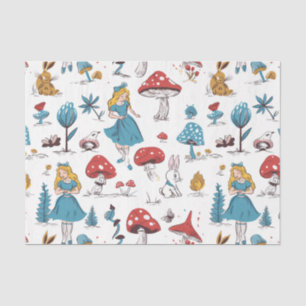 Alice in Wonderland Rabbit Red Mushroom Decoupage Tissue Paper