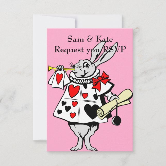 Alice In Wonderland Rabbit Wedding Invitation (Front)