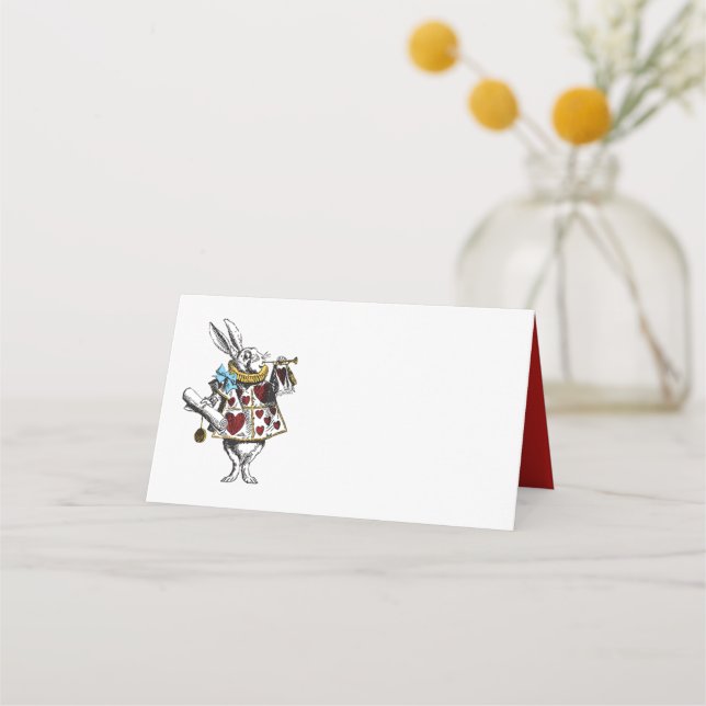 Alice in Wonderland Rabbit with Red Place Card (Front)