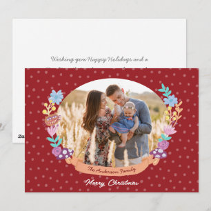 Alice in wonderland red Christmas photo Holiday Card