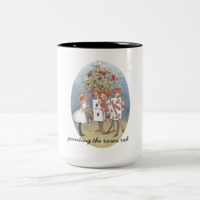 Alice in Wonderland Roses Two-Tone Coffee Mug (Center)