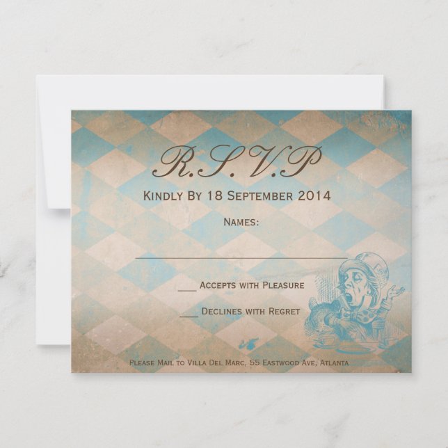 Alice in Wonderland - RSVP Card (Front)