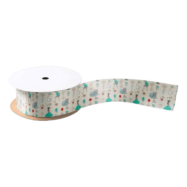 Alice in wonderland satin ribbon (Spool)