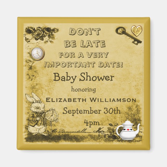 Alice in Wonderland Save The Date Baby Shower Magnet (Front)