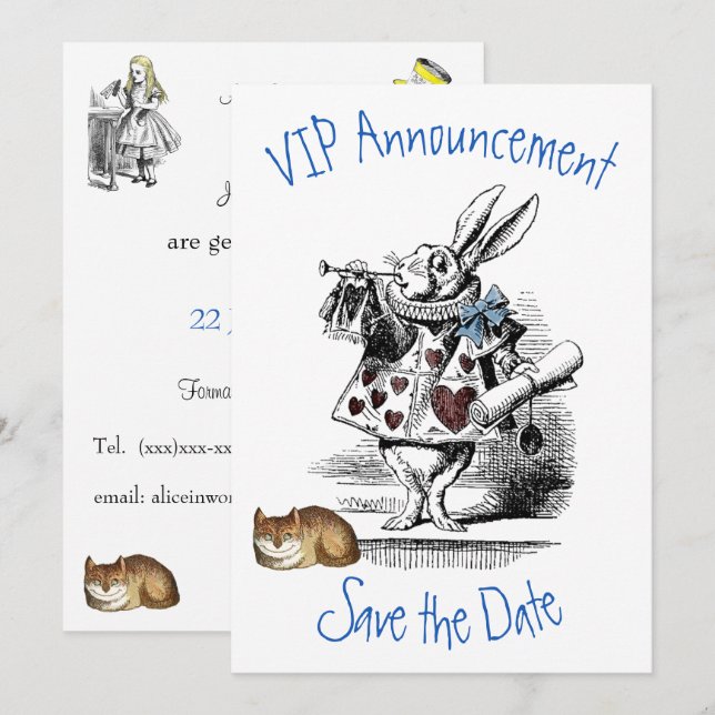 Alice in Wonderland Save the Date Invitation (Front/Back)