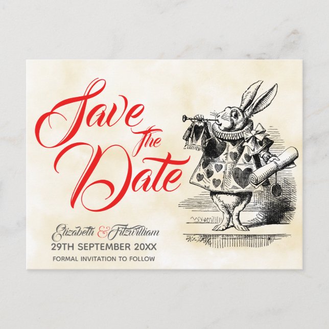 Alice in Wonderland Save the Date Postcard (Front)